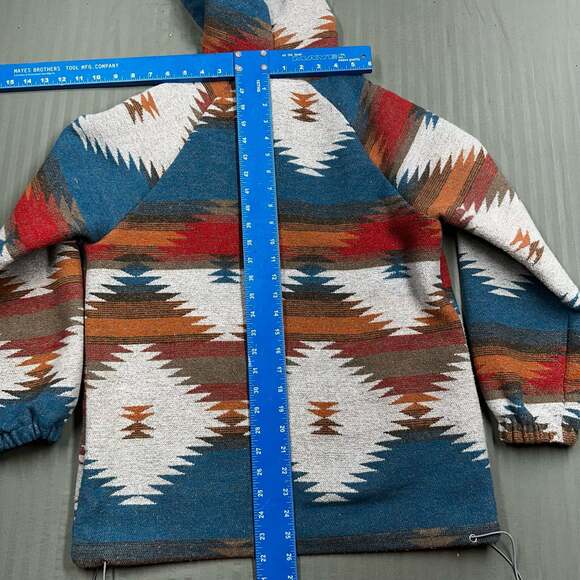 Women's Southwestern Aztec Print Quarter-Zip Hoodie with Front Pocket - Picture 8 of 11